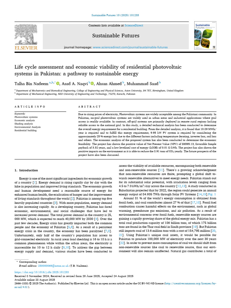 Economic Viability of PV Systems in Pakistan | PDF | Photovoltaics ...