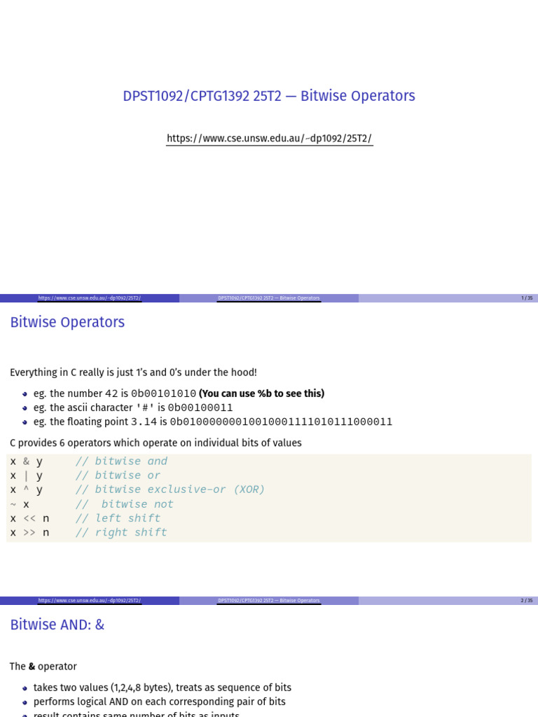 3bitwise_operations | PDF | Integer (Computer Science) | Bit