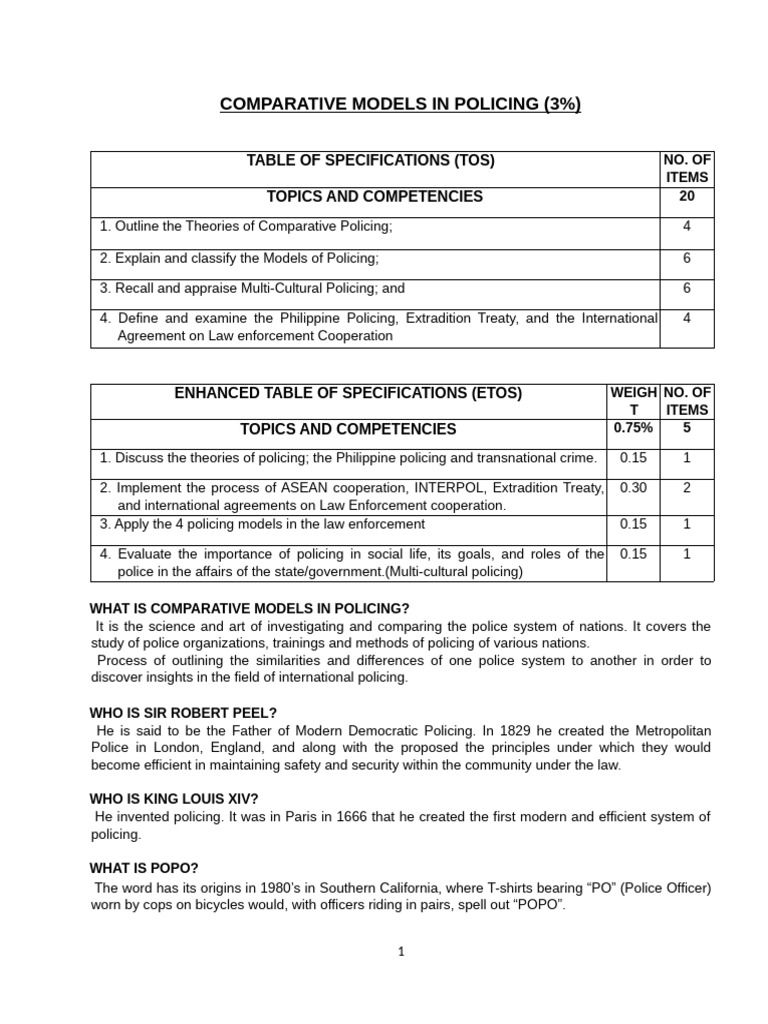 Updated Comparative Models in Policing | PDF | Extradition | Police