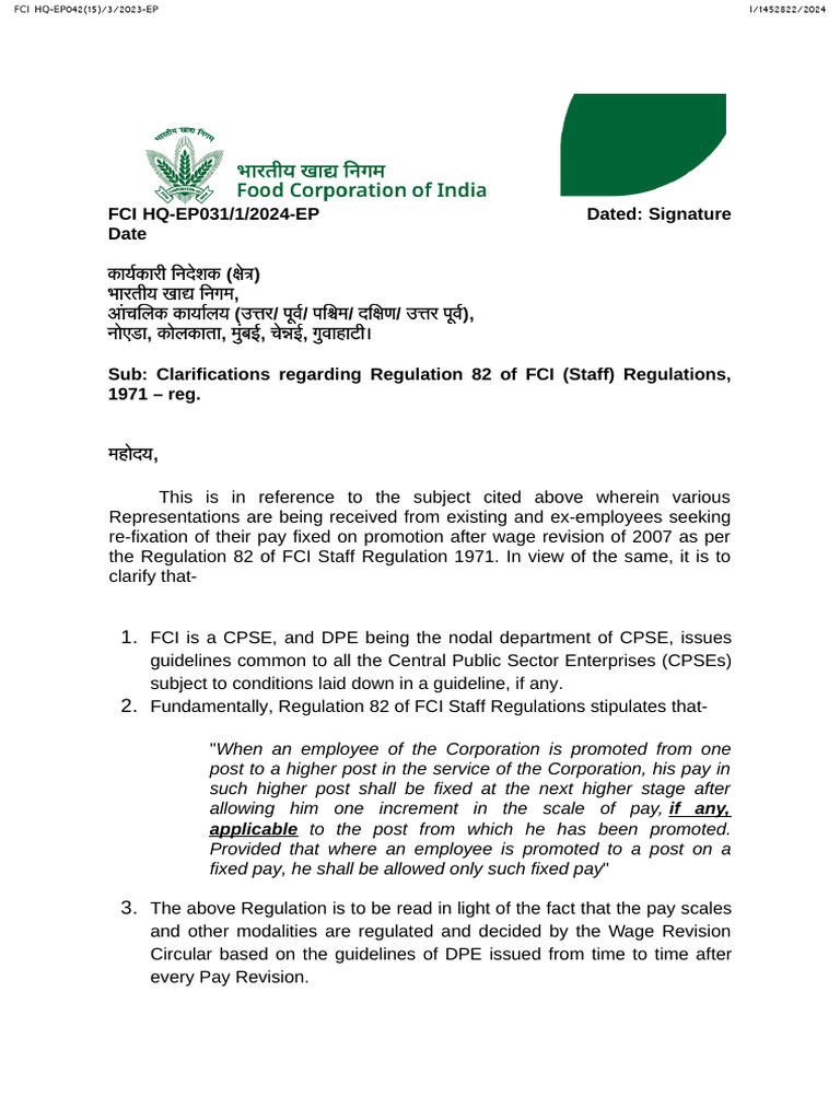 Regulation 82 of FCI | PDF | Government | Justice