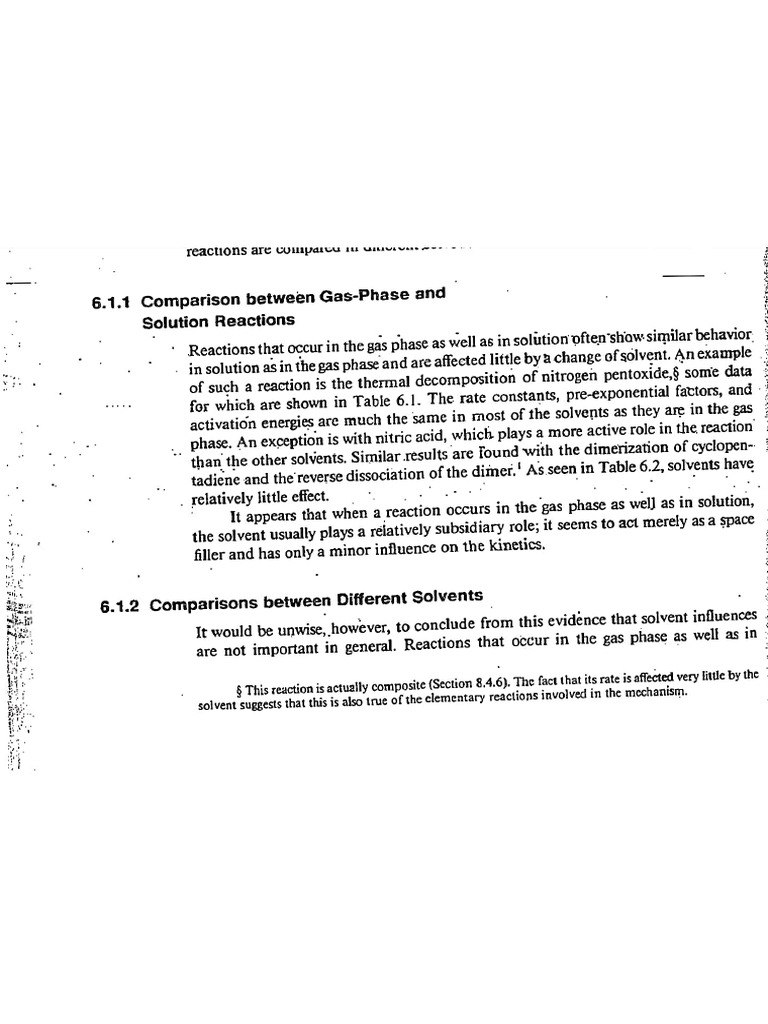 Comparison Between Gas Phase and Solution Reaction | PDF