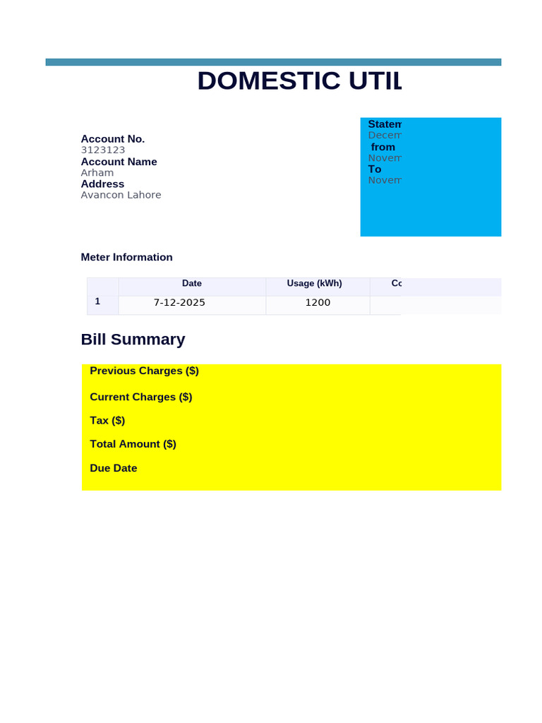 December 2025 Utility Bill Summary | PDF