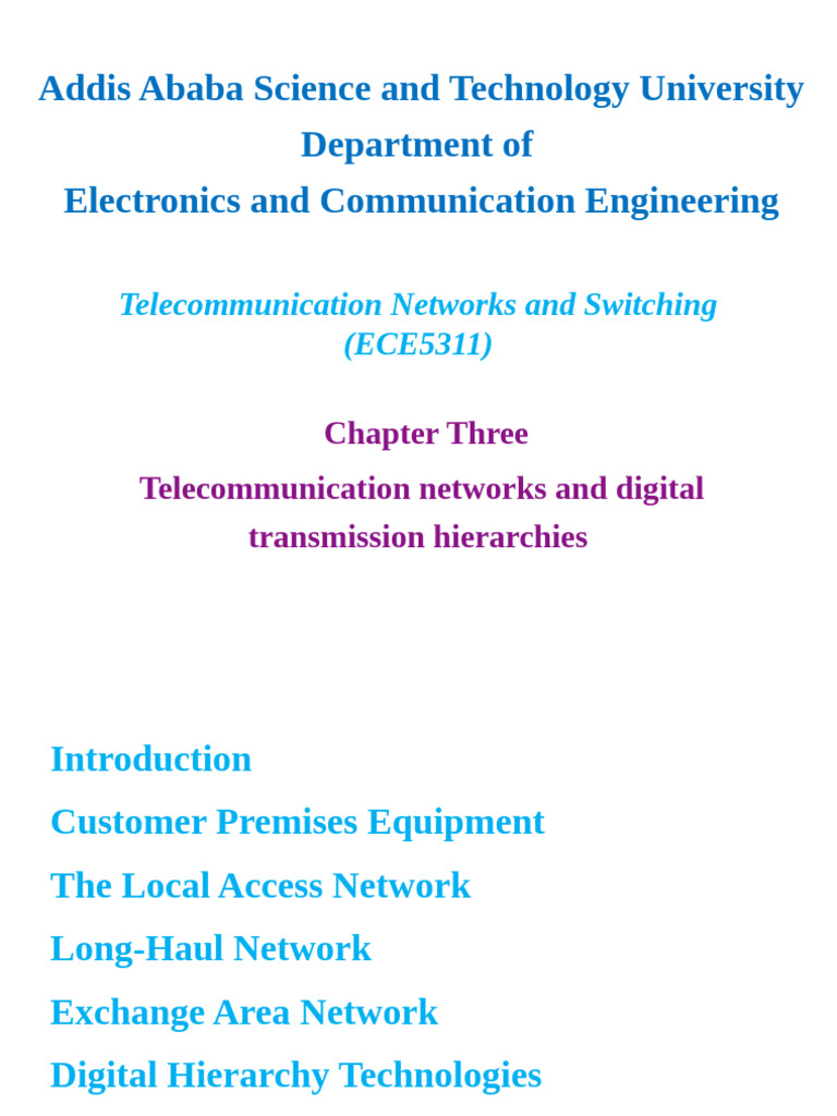 Telecommunication Networks Overview | PDF | Telephone Exchange ...