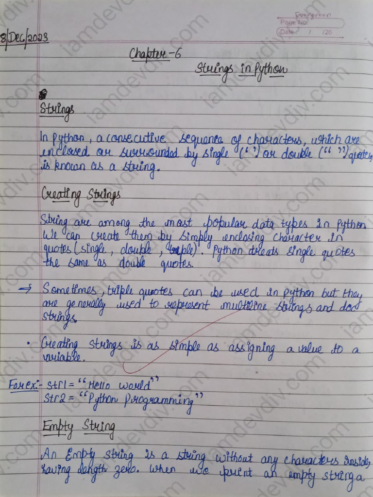 Chapter 6 Strings in Python Class 11 Computer Science Notes | PDF
