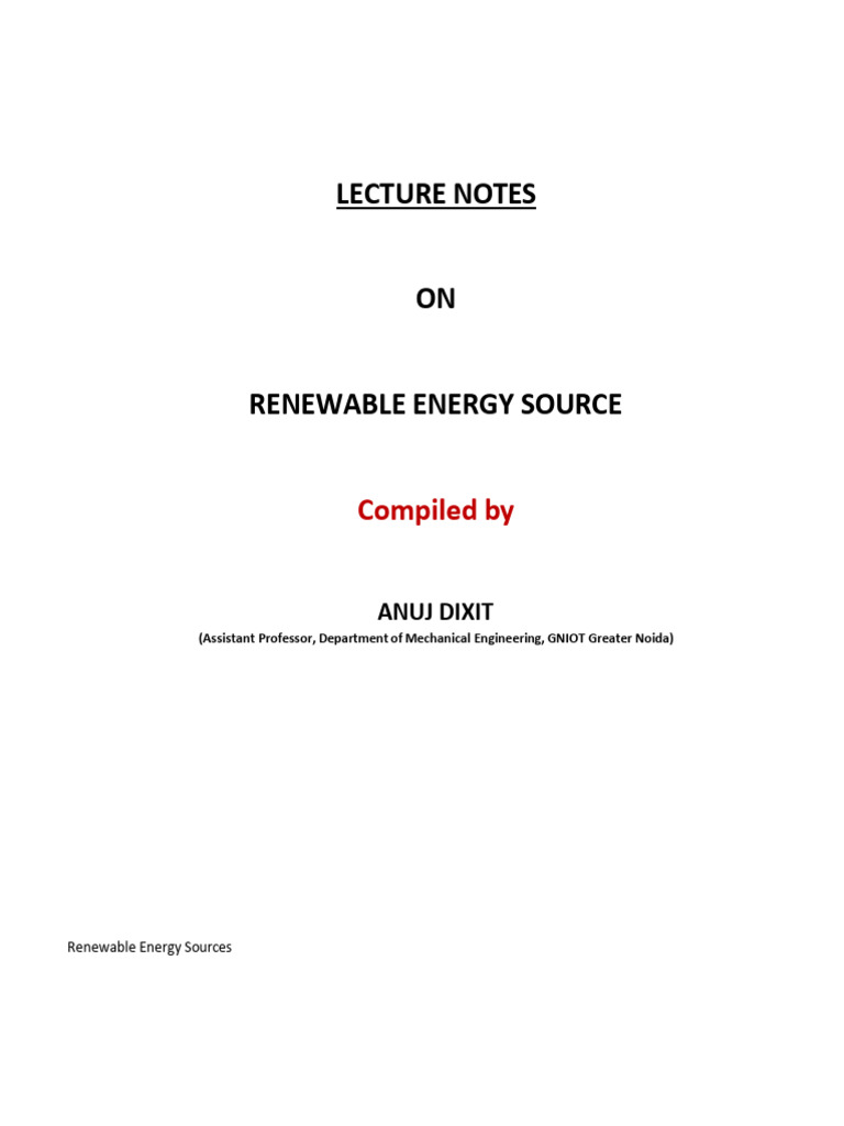 Renewable Energy Sources Overview | PDF | Wind Turbine | Photovoltaics