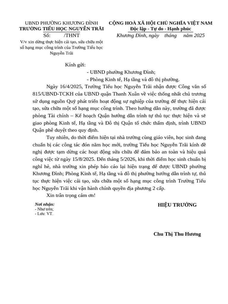FIx Van Ban de Nghi Huong Dan Thuc Hien T8-2025 | PDF