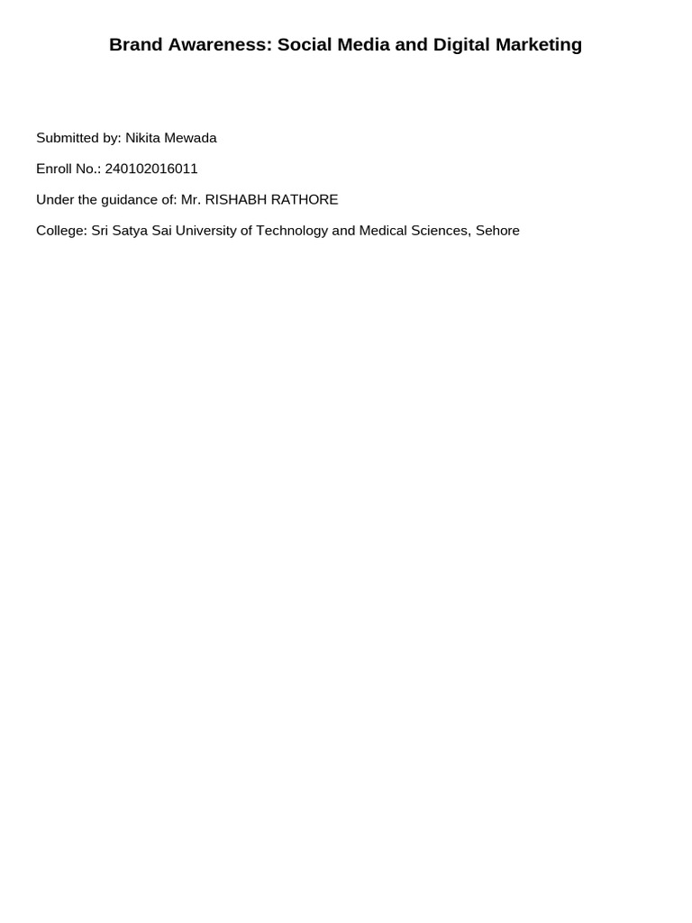 Brand Awareness in Digital Marketing | PDF | Digital Marketing | Brand