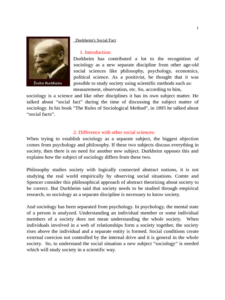 Durkheim Social Fact | PDF | Émile Durkheim | Sociology
