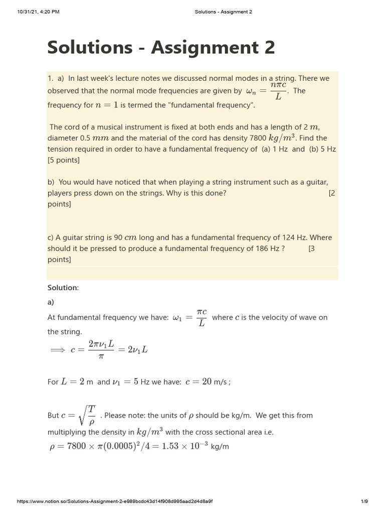 String Vibration and Normal Modes Analysis | PDF | Normal Mode ...