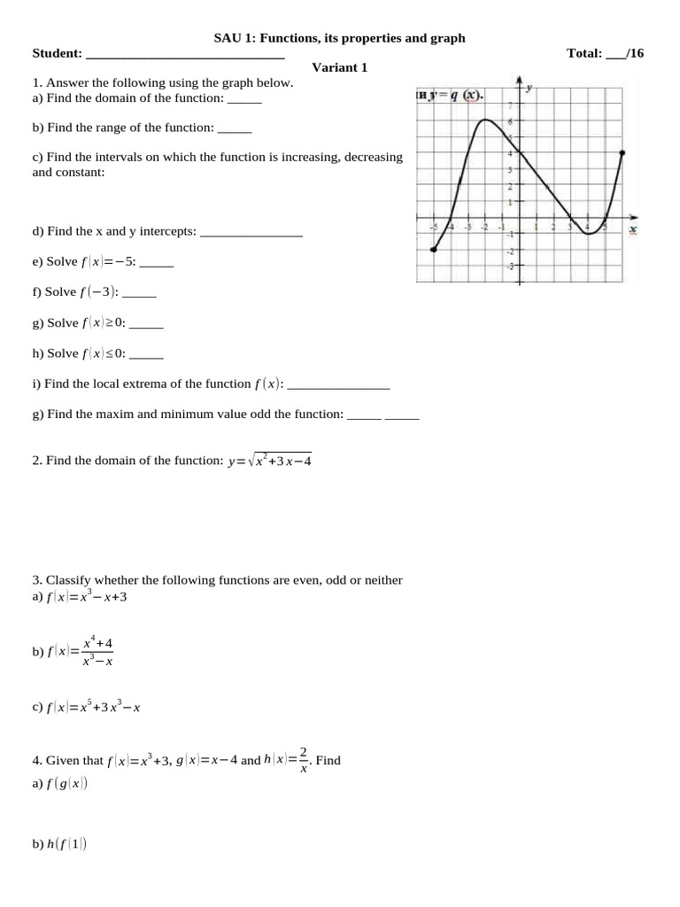Functions: Properties and Graph Analysis | PDF | Function (Mathematics ...