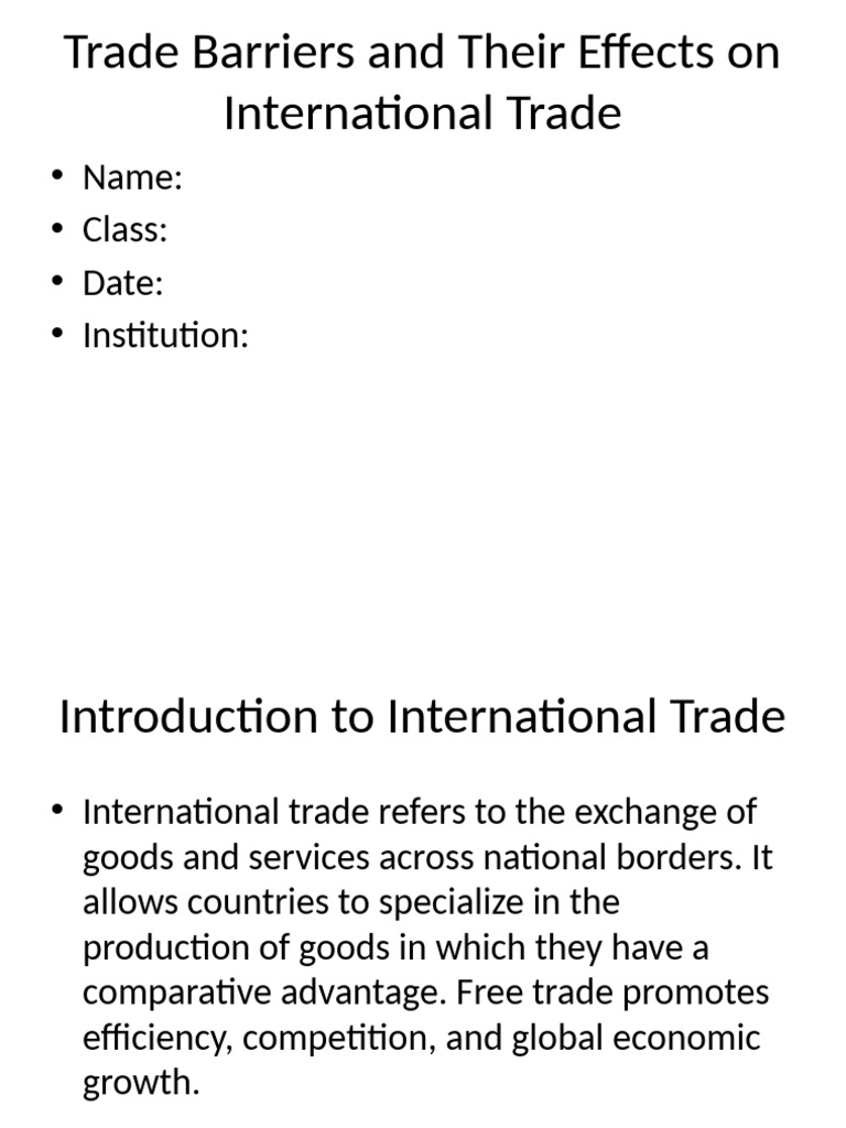 Impact of Trade Barriers on Trade | PDF | Non Tariff Barriers To Trade ...