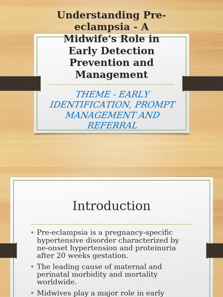 Pre Eclampsia Presenation | PDF | Childbirth | Medical Specialties