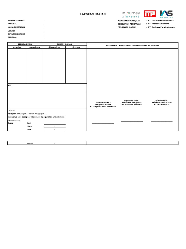 Format Lap Harian | PDF