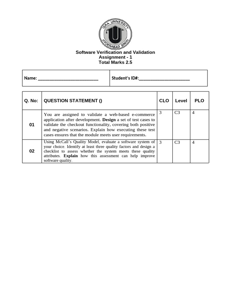SVV End Term Assignment # 1 and 2 | PDF