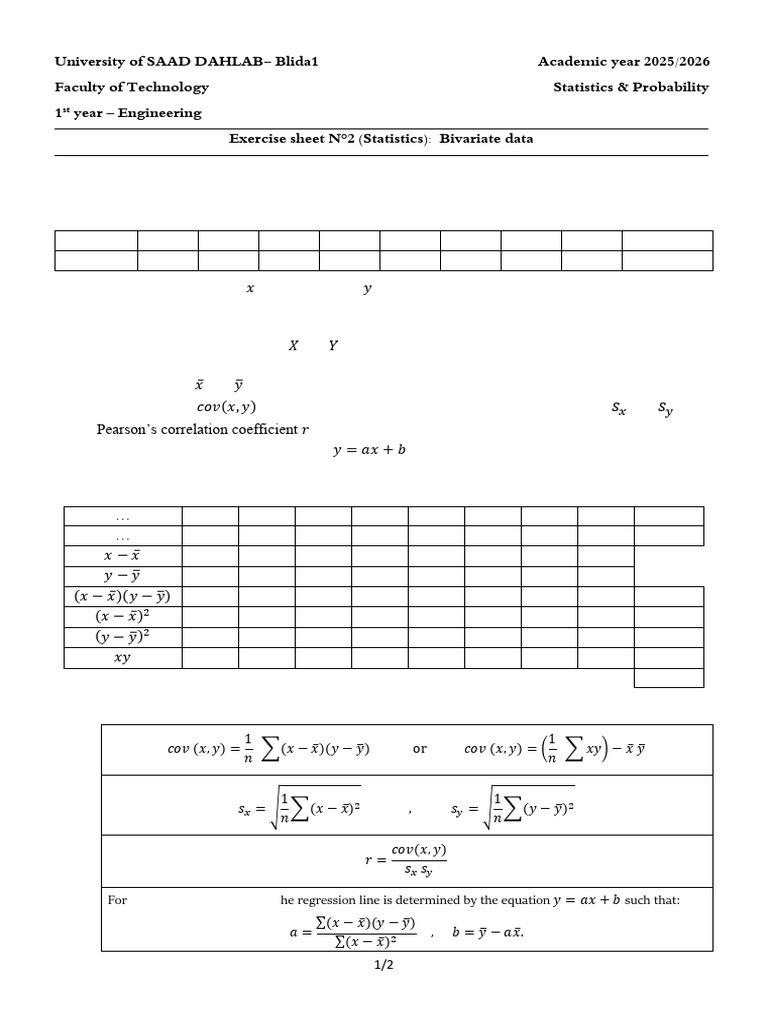2. Sheet N2, ( 25-26 Stat .ING) Statistics | PDF | Statistics ...