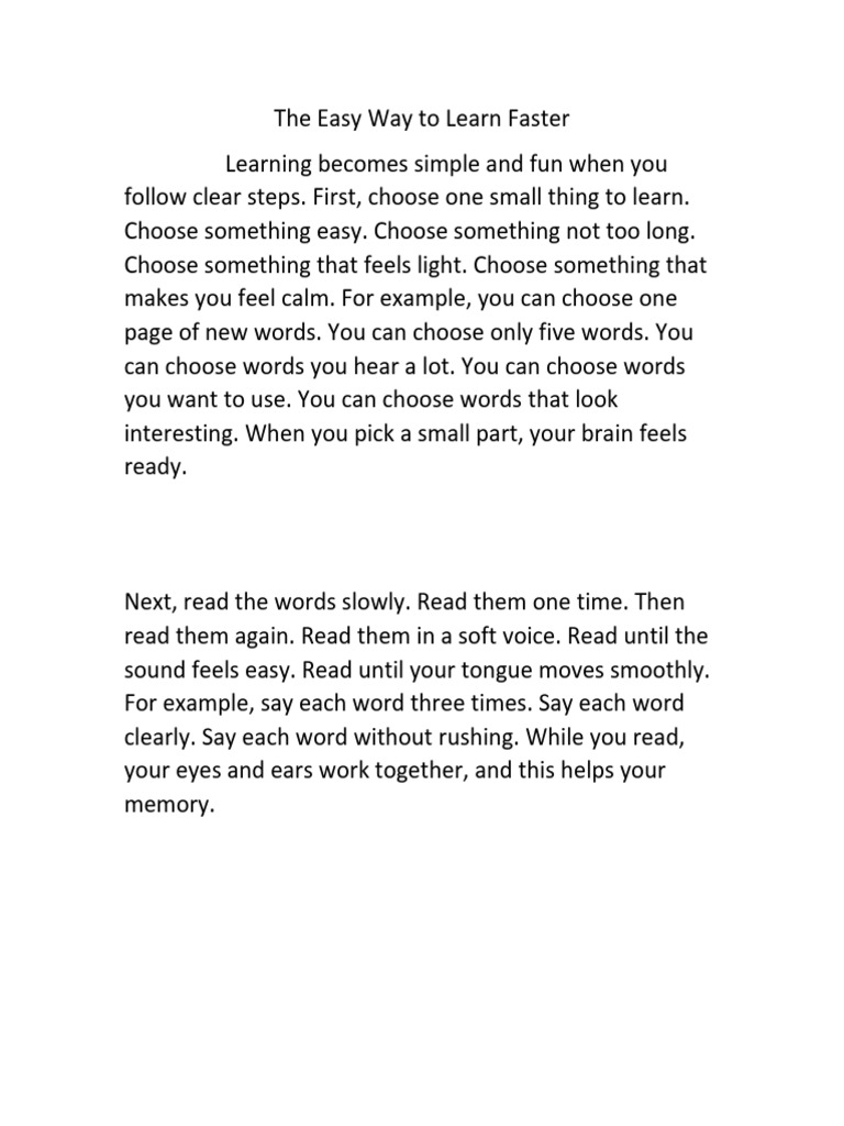 The Easy Way to Learn Faster | PDF