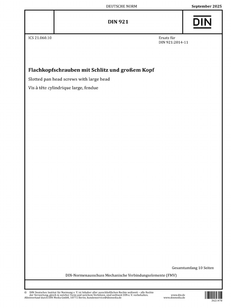 Din 921 2025-09 | PDF