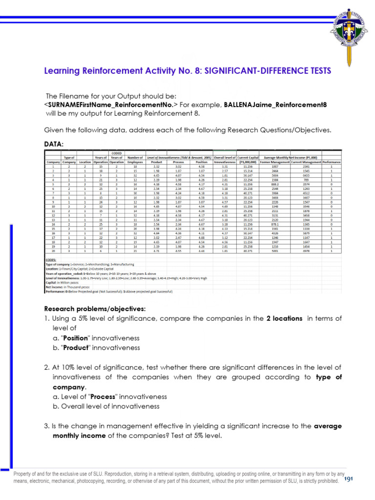 Activity No 8 Significant-Difference Tests | PDF | Hypothesis | Normal ...