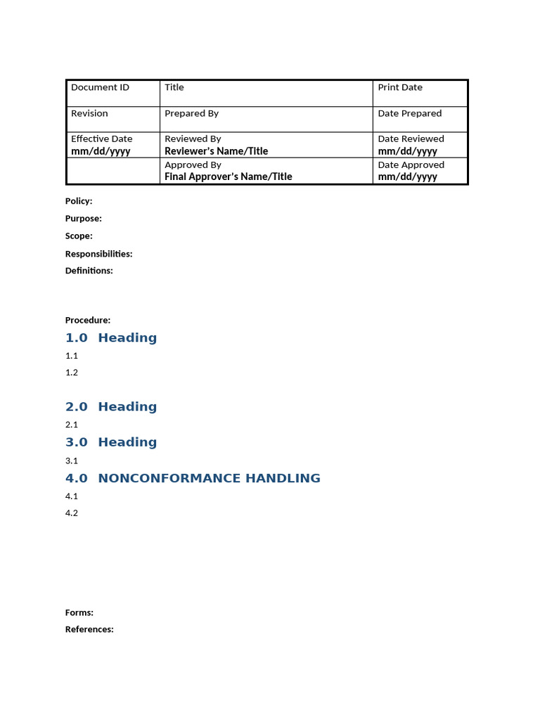 SOP Template | PDF