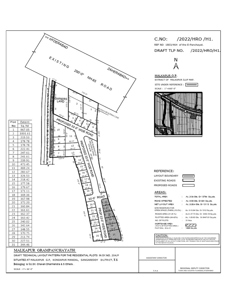 Draft Layout Plan for Malkapur Plots | PDF