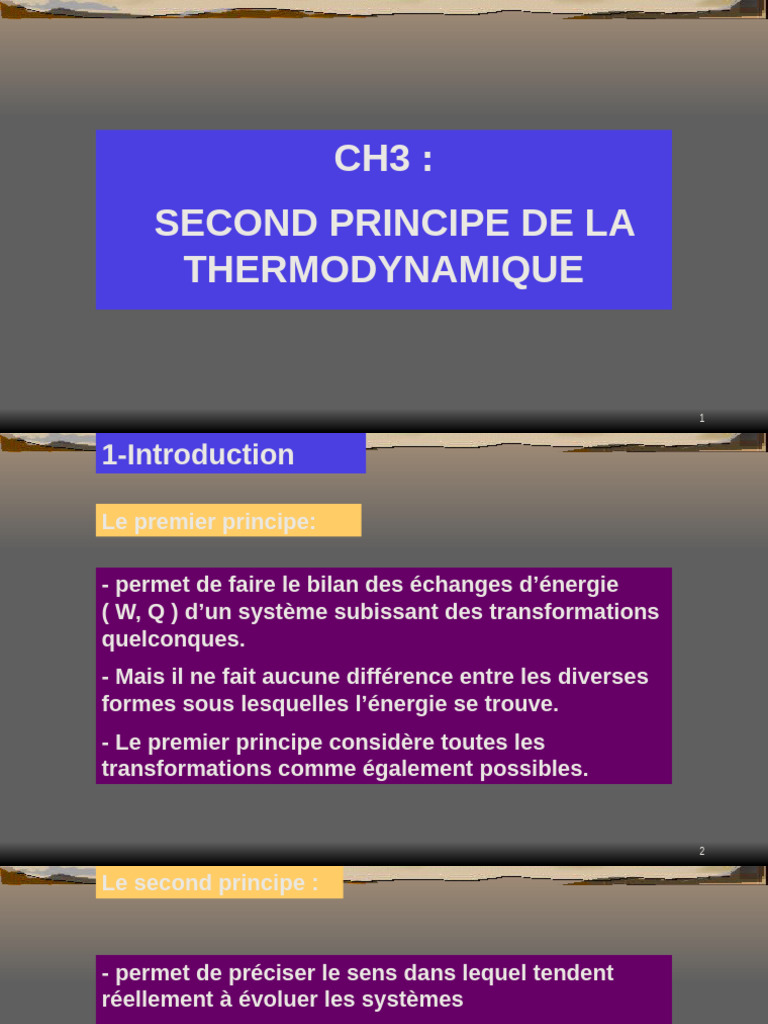 Second Principe de la Thermodynamique | PDF | Deuxième principe de la ...