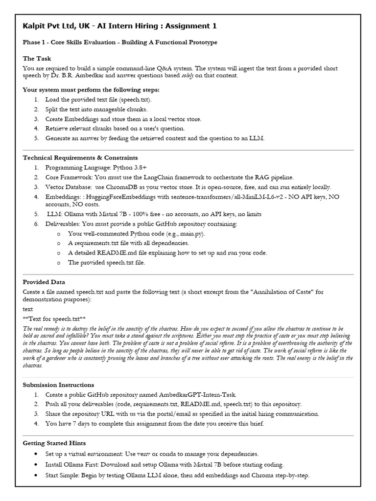 AI Intern_Assignment Test_KalpIT@1 | PDF | Software Engineering | Computing
