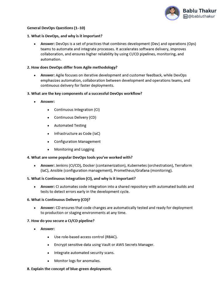 Essential DevOps Interview Questions | PDF | Cloud Computing | Software ...