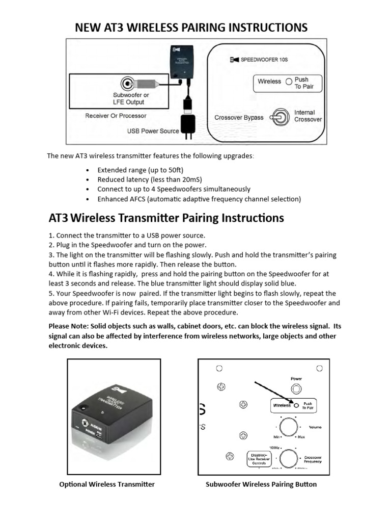 AT3 Wireless Transmitter Pairing Guide | PDF