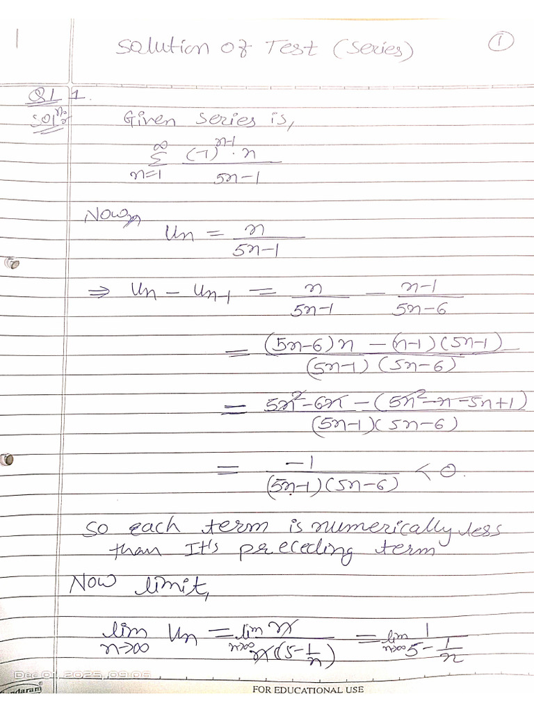 Solution of Series Test | PDF