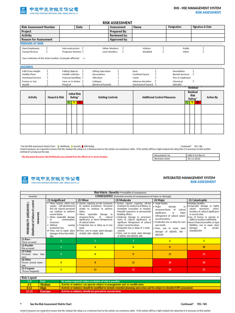 HSE Risk Assessment Template Guide | PDF | Risk | Risk Assessment