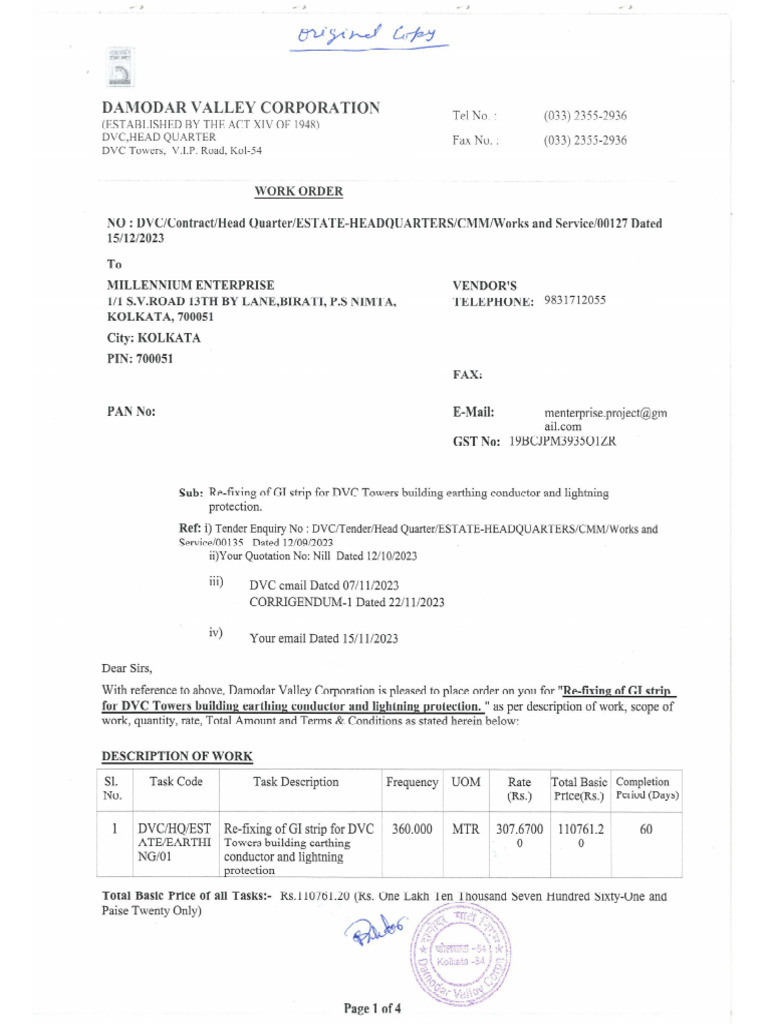 DVC Work Order - 15.12.2023 | PDF