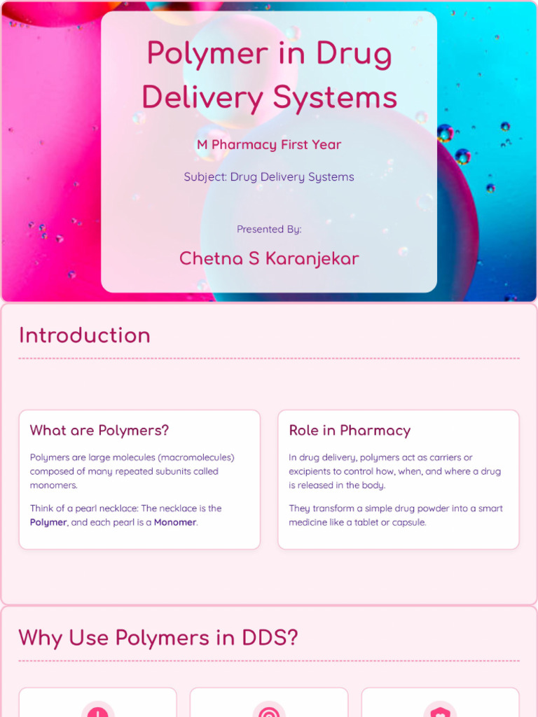 Polymer in Drug Delivery Systems | PDF
