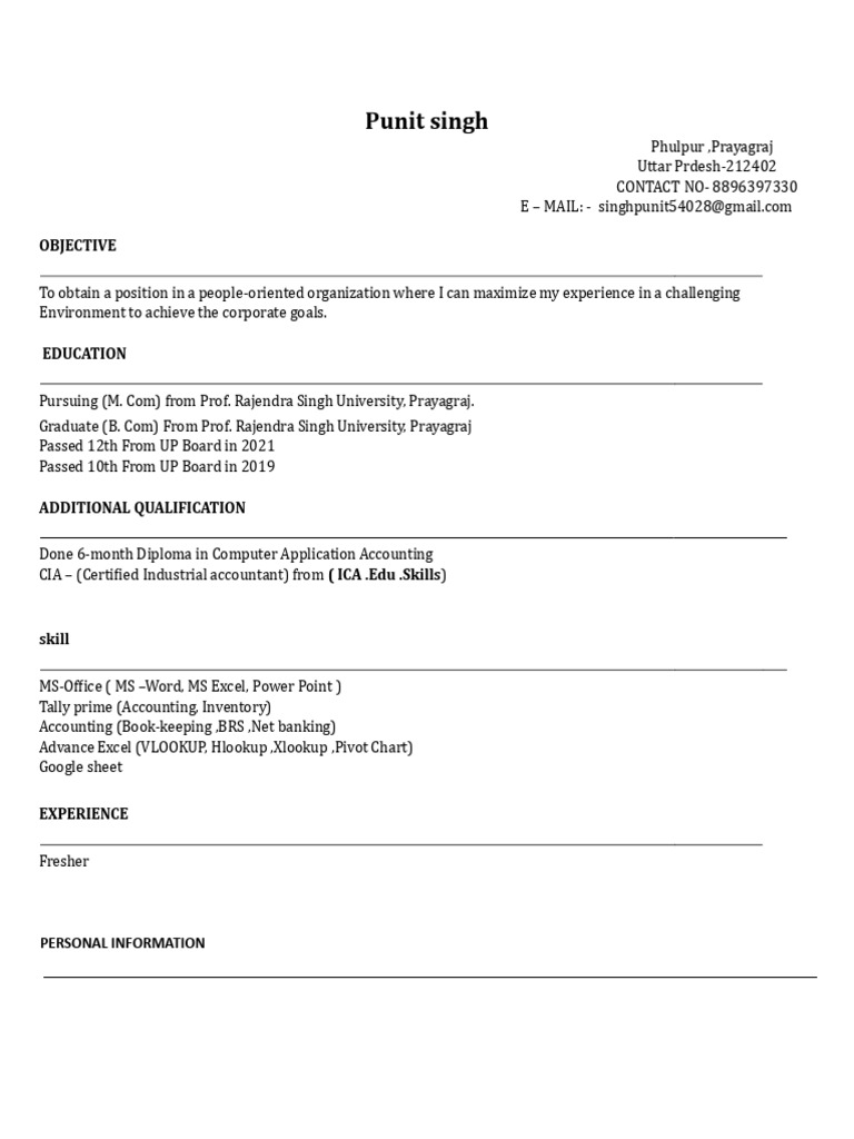 Punit.pdf.Cv20 | PDF