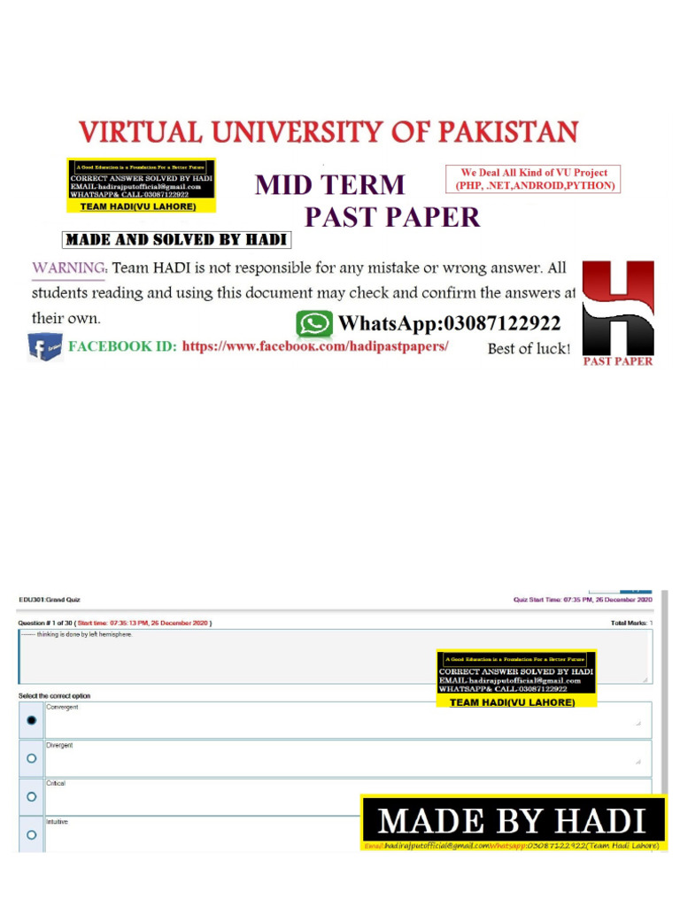 Edu301 Midterm File | PDF
