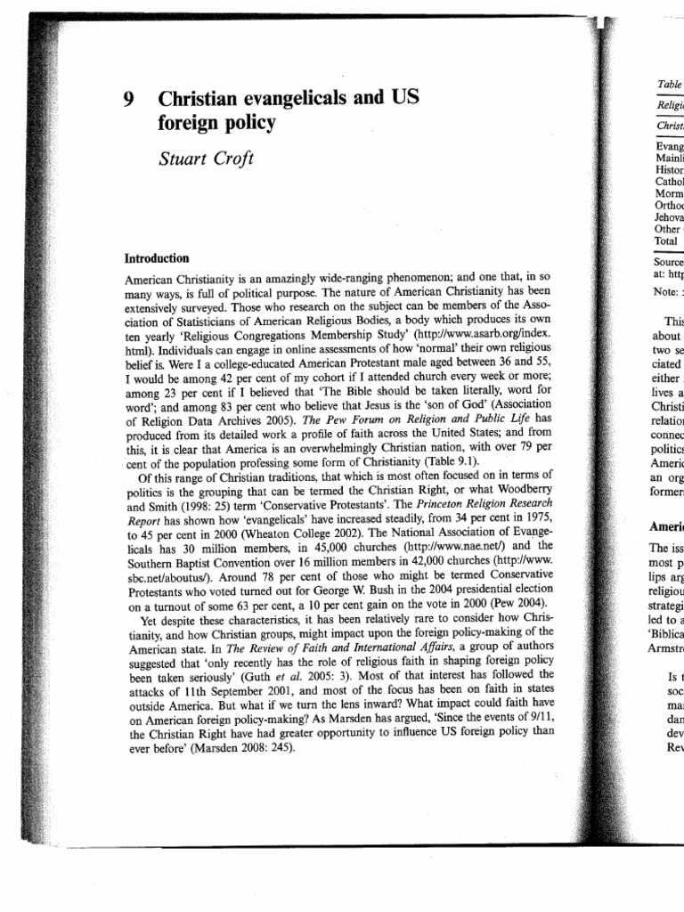 Stuart Croft - Christian Evangelicals and US Foreign Policy | PDF