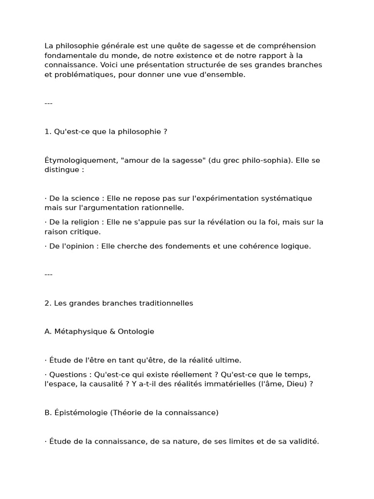 Introduction à la philosophie et ses branches | PDF | Épistémologie ...