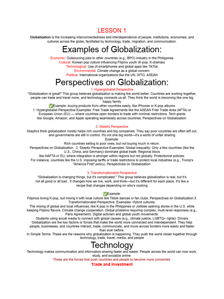 Understanding Globalization Perspectives | PDF | United Nations ...