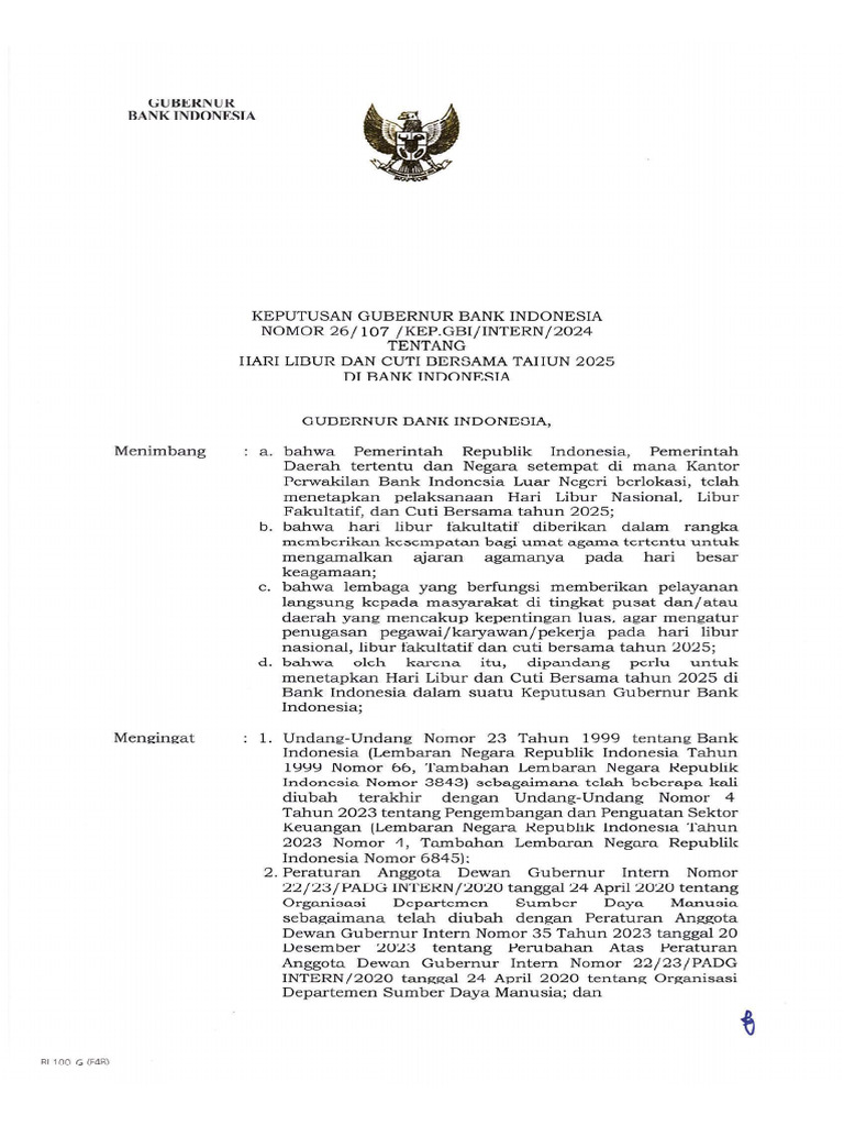 KEP GBI No. 26 - 107 - KEP - Gbi - INTERN - 2024 - Hari Libur Dan Cuti ...