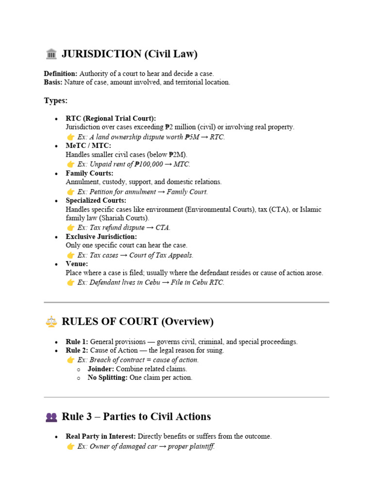 Civil Law Jurisdiction and Court Rules | PDF | Subpoena Duces Tecum ...