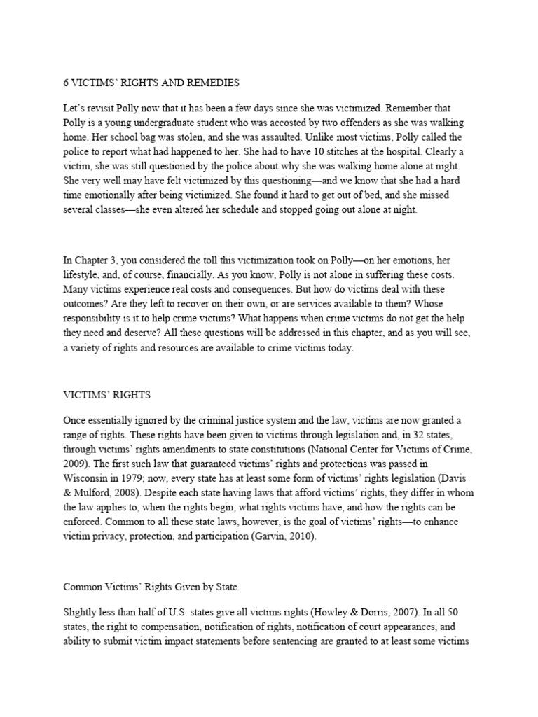 Victims' Rights and Remedies Explained | PDF | Crimes | Crime & Violence
