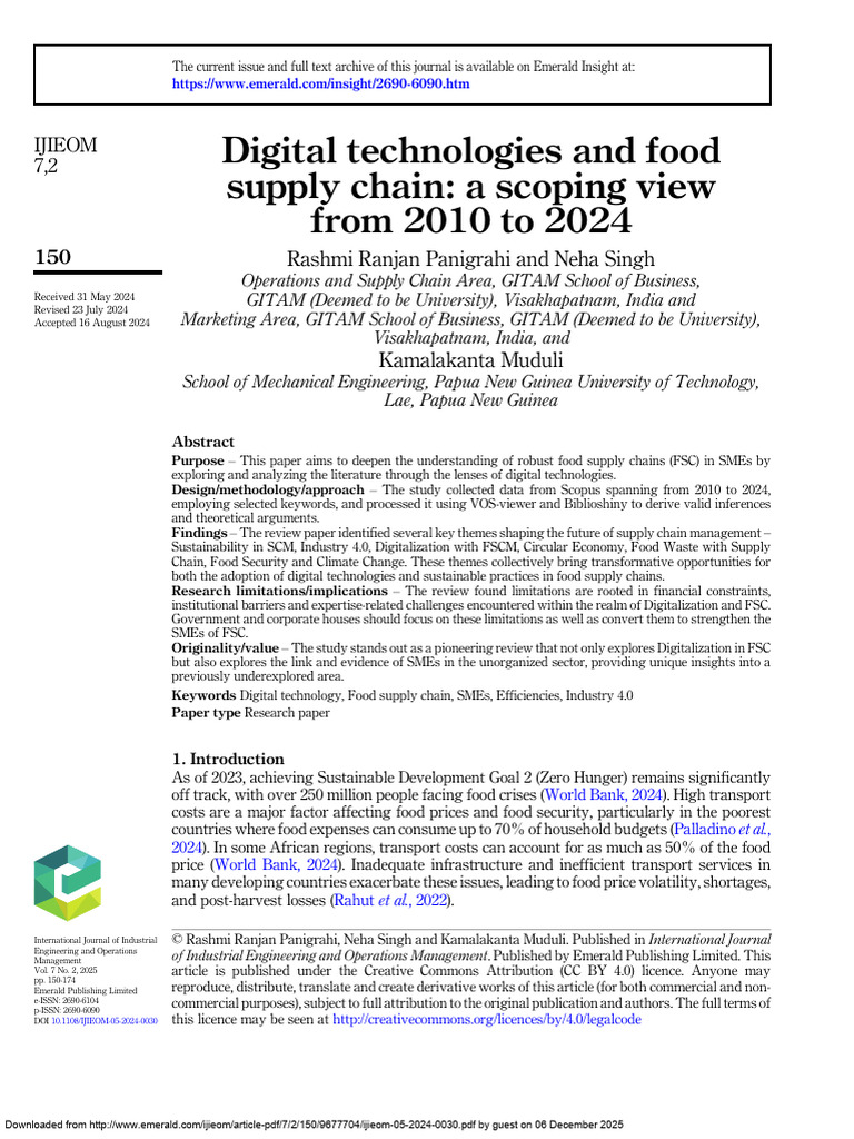 Digital Technologies in Food Supply Chains | PDF | Internet Of Things ...