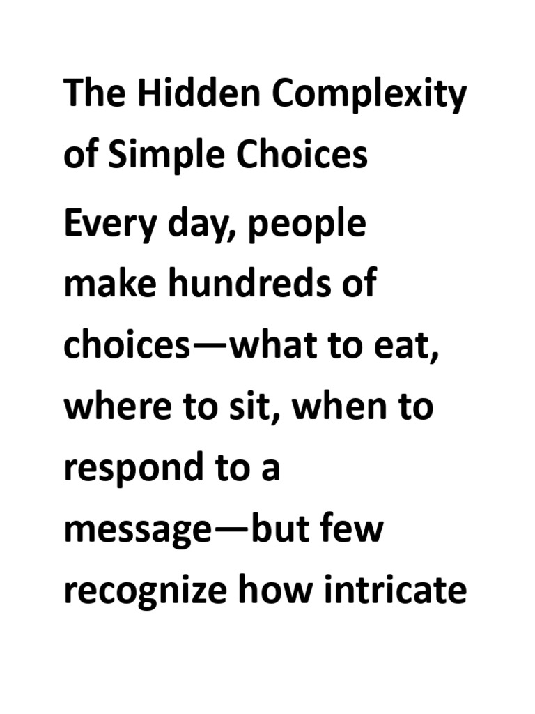 The Hidden Complexity of Simple Choices | PDF | Behavioral Economics ...