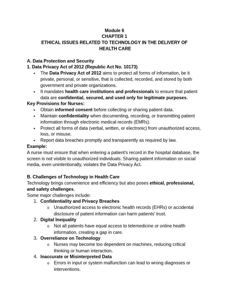 Module 6- Chapter 1 FINALS | PDF | Electronic Health Record | Nursing