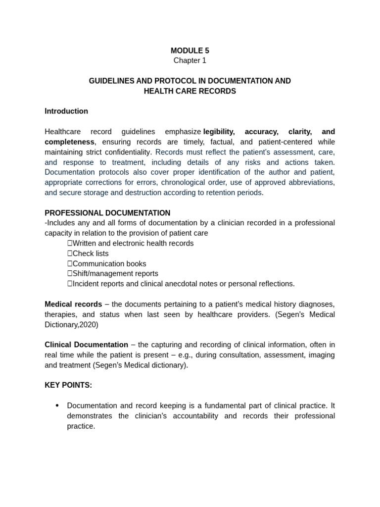 Healthcare Documentation Guidelines | PDF | Medical Record | Nursing