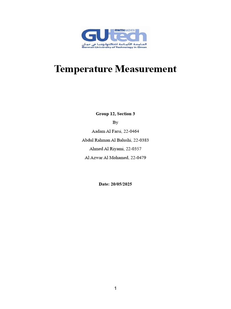 Temperature Measurement Techniques and Calibration | PDF | Thermocouple ...