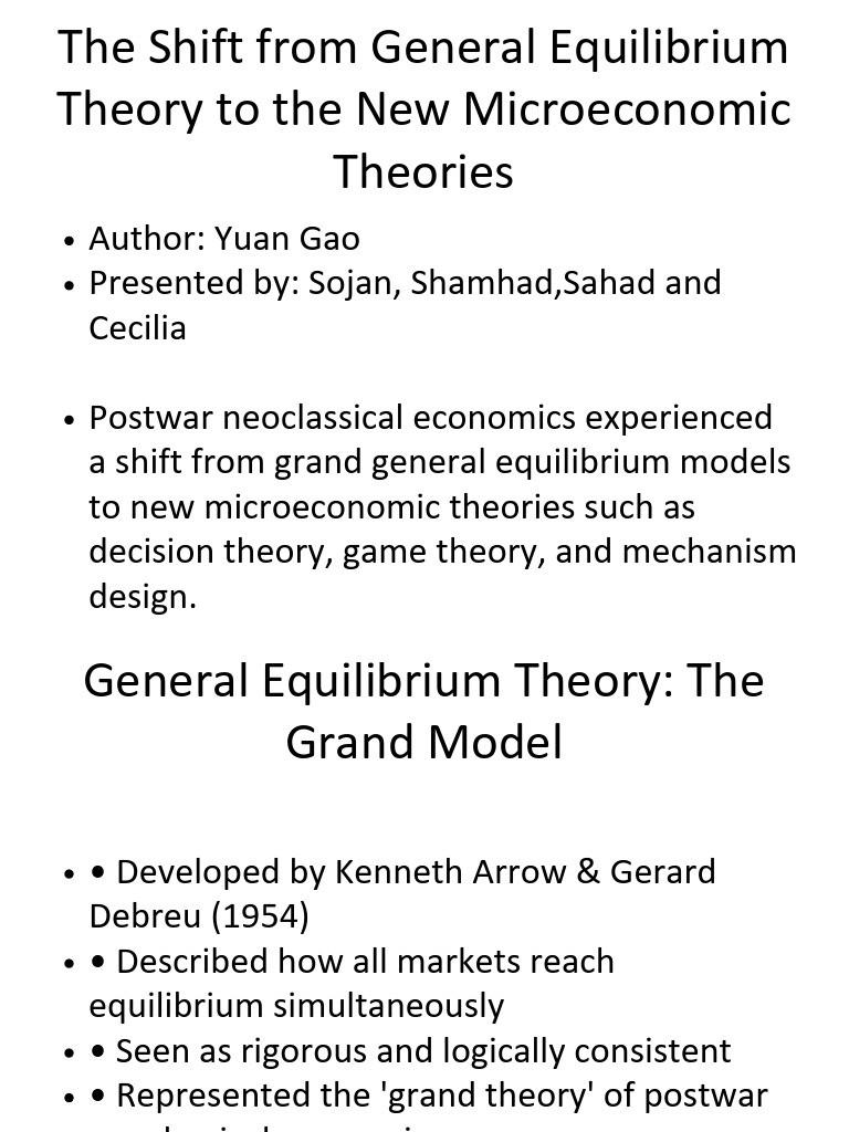 Transition from General Equilibrium to Microeconomics | PDF | Economics ...