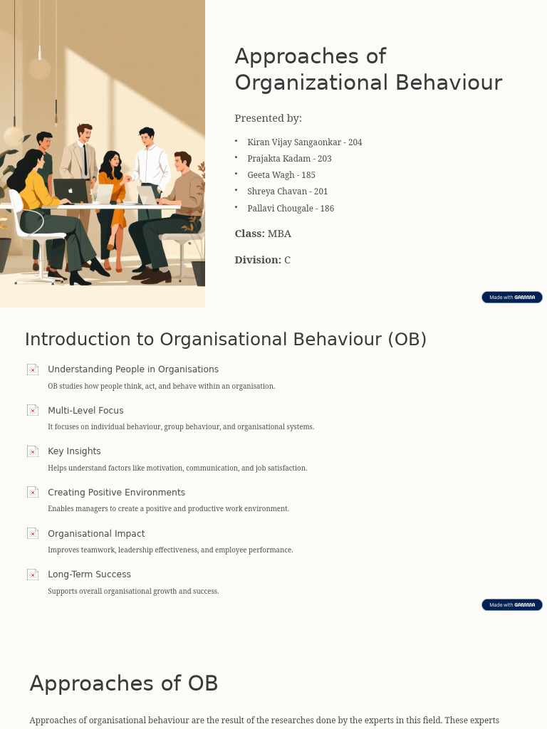 Approaches of Organizational Behaviour | PDF | Organizational Behavior ...