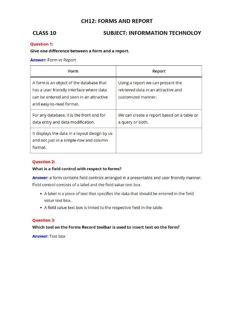 CH12 - ForMS and Report | PDF