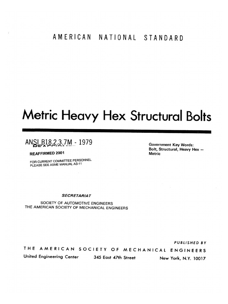 Ansi B18.2.3.7M | PDF