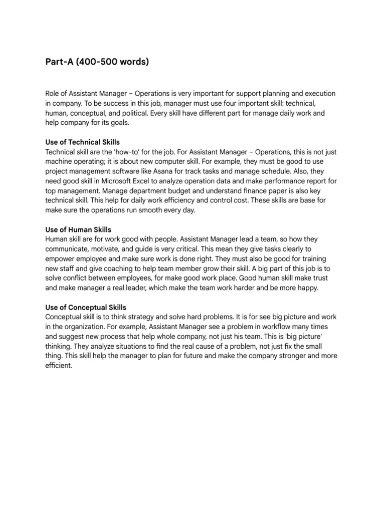 Essential Skills for Assistant Managers | PDF | Skill | Procedural ...